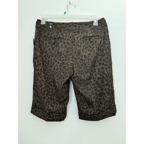 The Limited Women's Brown Leopard Cheetah Bermuda Shorts Trouser Cassidy Fit 8 - Picture 2 of 11